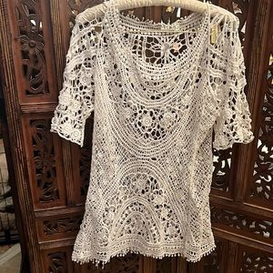 Lovely White lace top. No label size large.